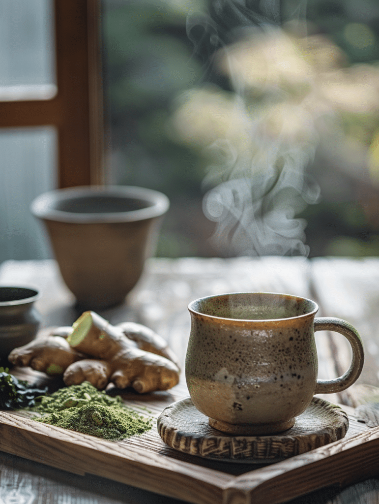 Authentic Japanese Maounjaro ingredients on wooden tray